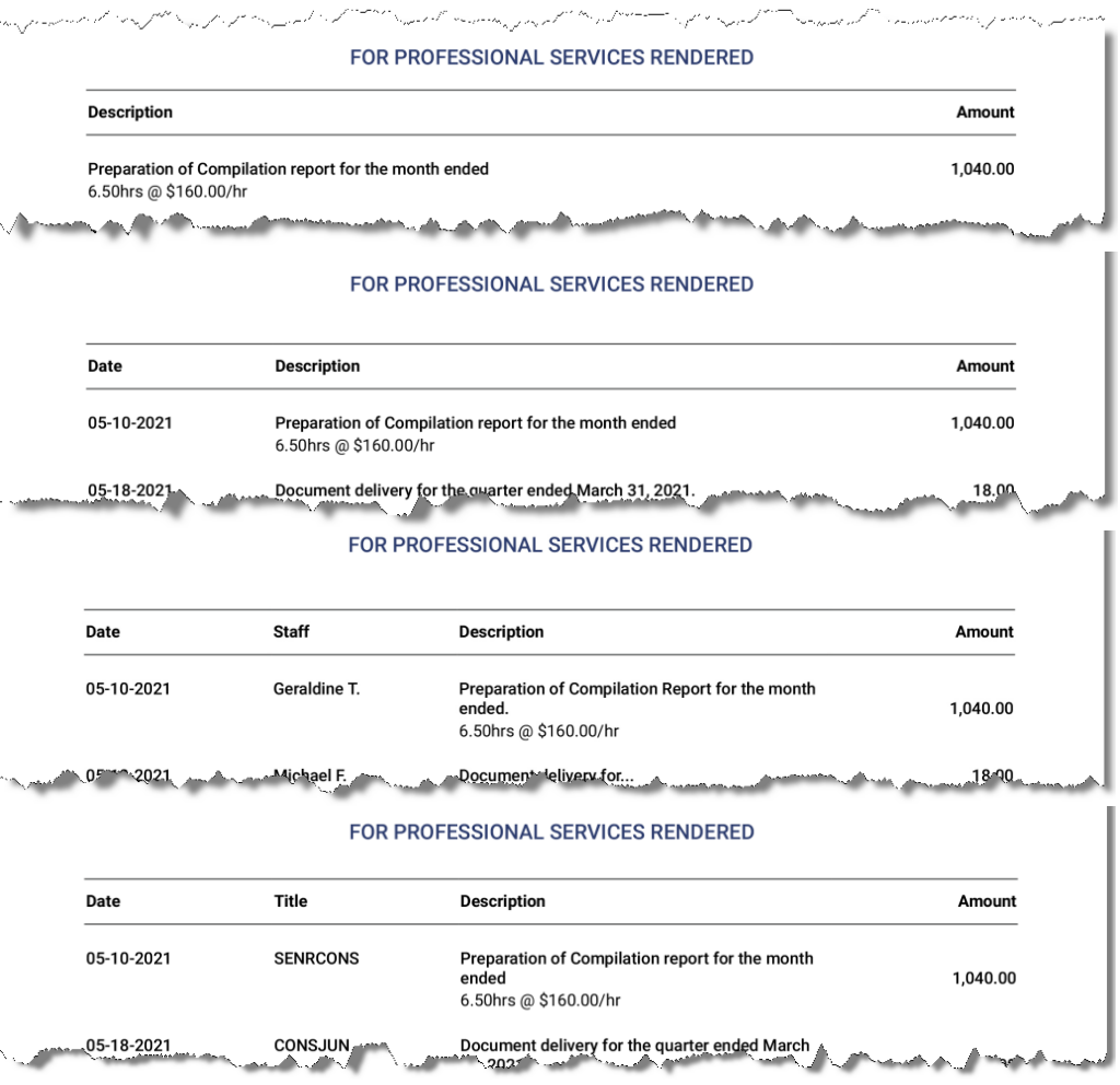 Bill Detail Layout